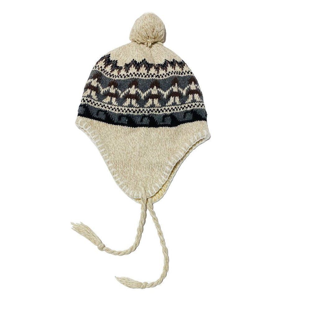 Caveman Print Knit Pom Pom Toque Hat